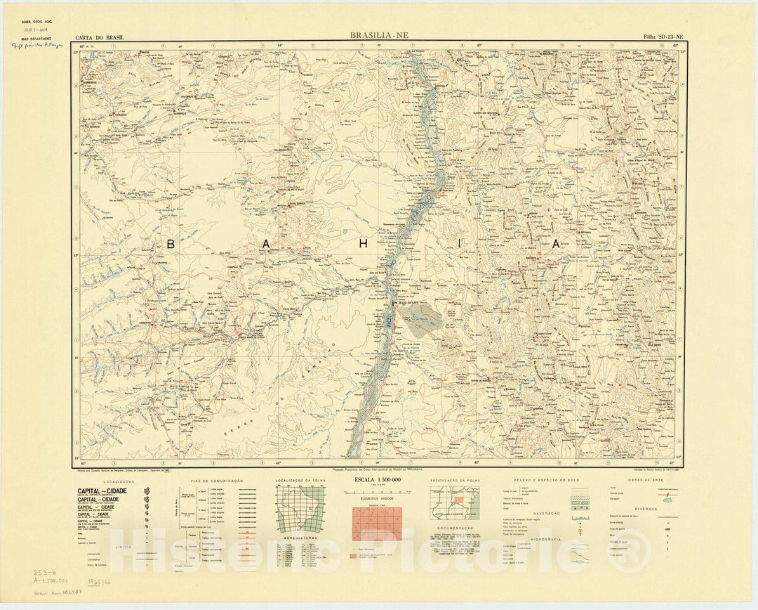 Map : Brasilia - NE, Brazil 1965, Carta do Brasil , Antique Vintage Reproduction