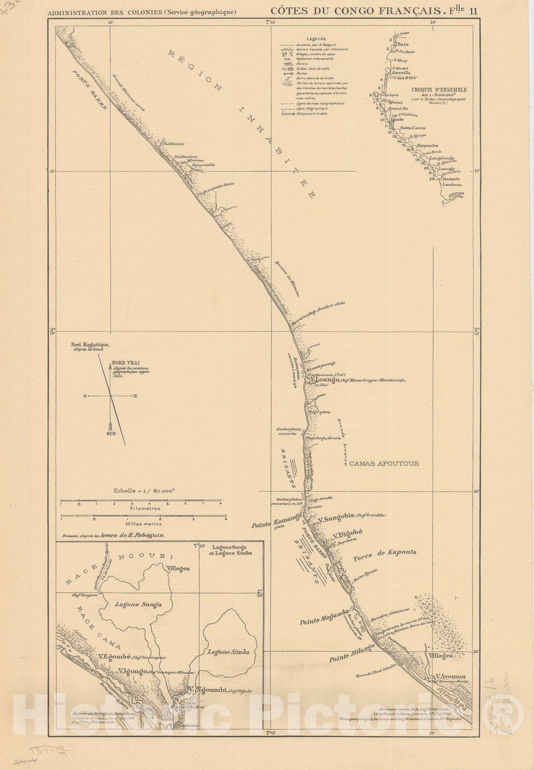 Map : Africa 1893 16, Atlas des co?tes du Congo franc?ais en vingt-deux feuilles a l'echelle de 1, Antique Vintage Reproduction