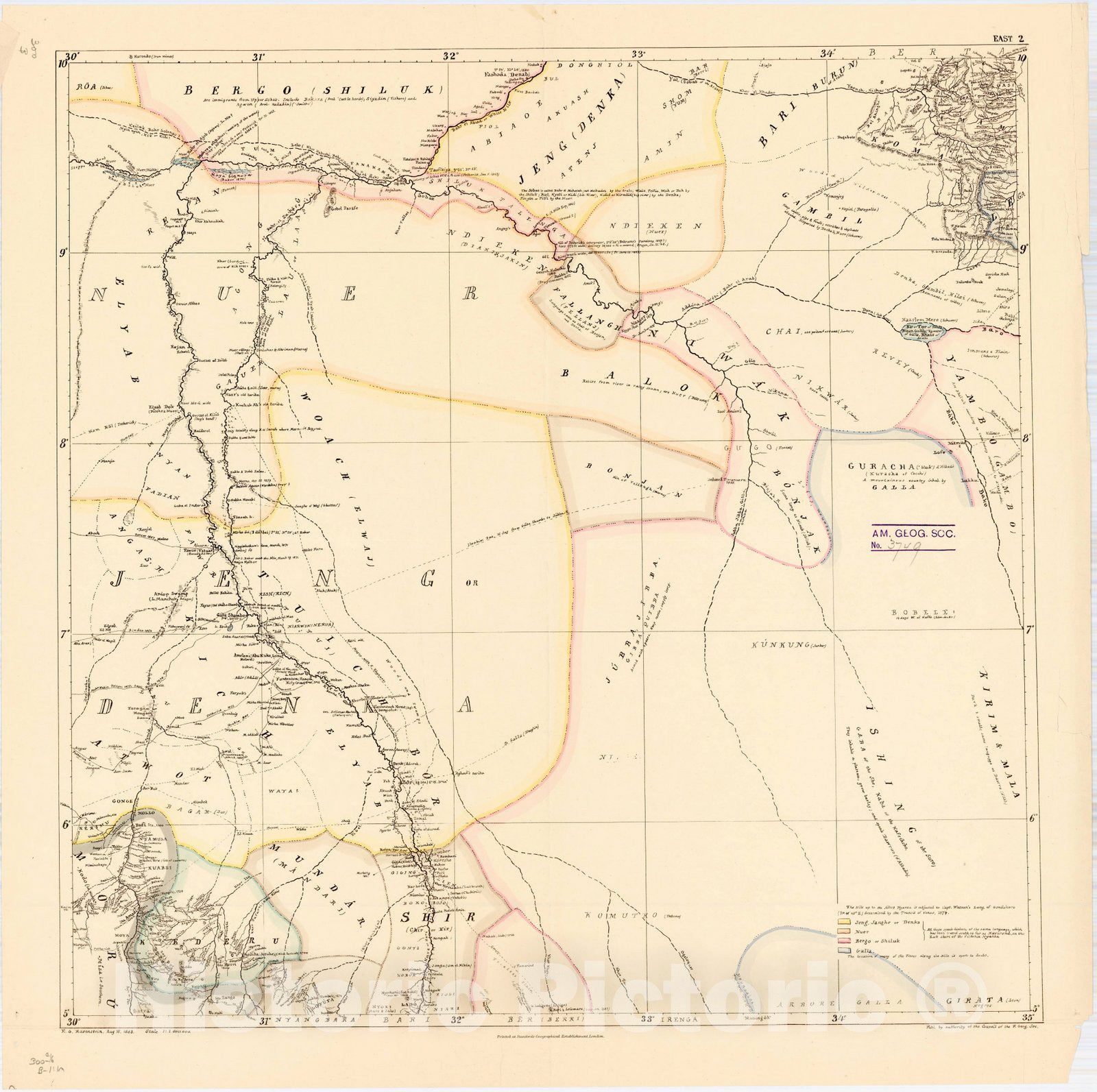 Map : Africa, east 1883 5, A map of Eastern Equatorial Africa , Antique Vintage Reproduction