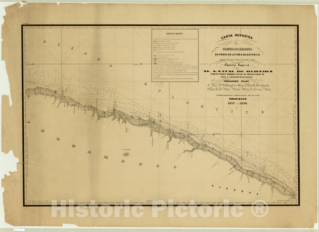 Map : Brazil 1862 2, Cartas da costa do Brasil entre o rio Mossoro e o de S. Francisco do Norte , Antique Vintage Reproduction