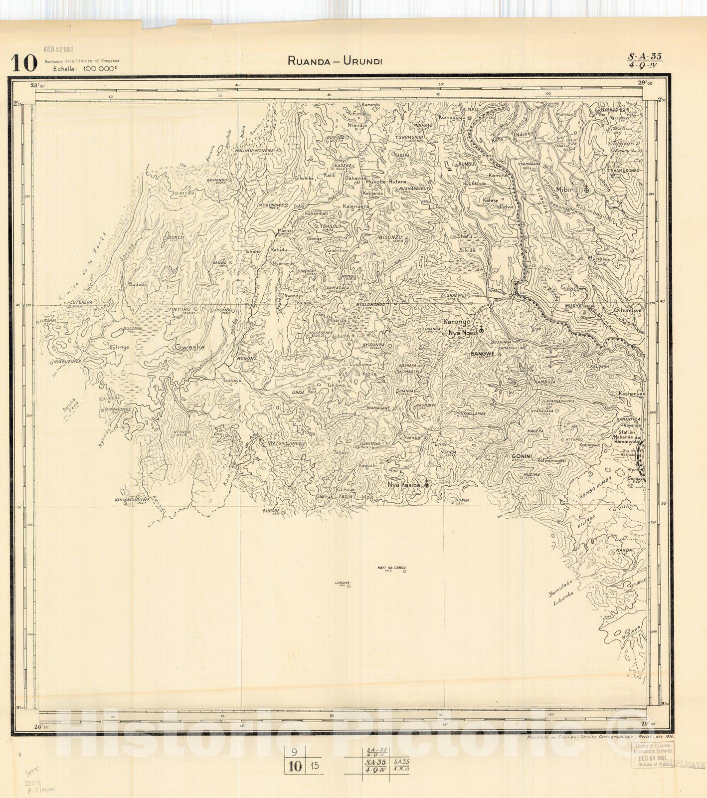 Map : Ruanda-Urundi, Africa 1948 26, Belgian Congo, Africa Ruanda-Urundi District scale 1:100,000 , Antique Vintage Reproduction