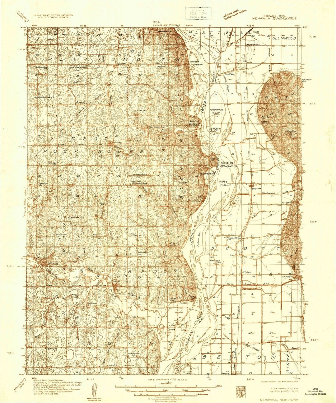 1935 Nehawka, NE - Nebraska - USGS Topographic Map v2