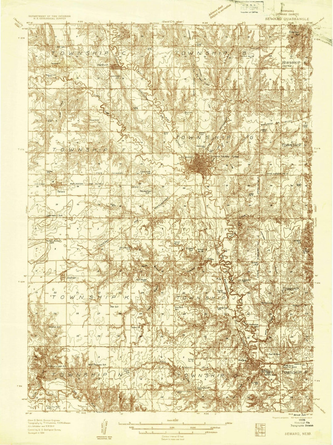 1934 Seward, NE - Nebraska - USGS Topographic Map