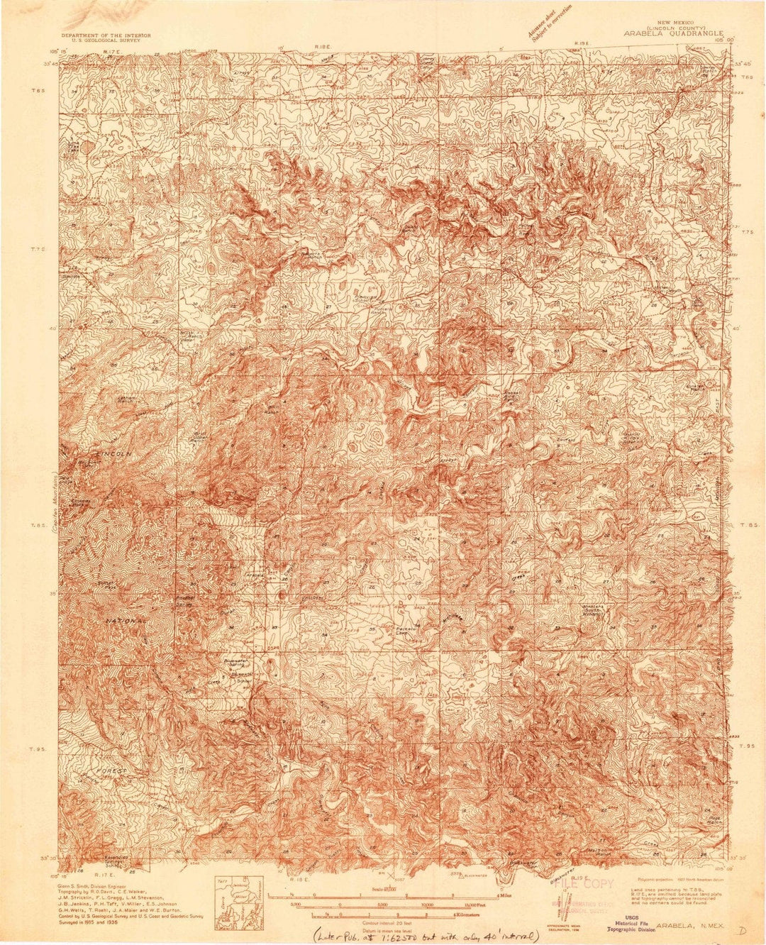 1936 Arabela, NM - New Mexico - USGS Topographic Map