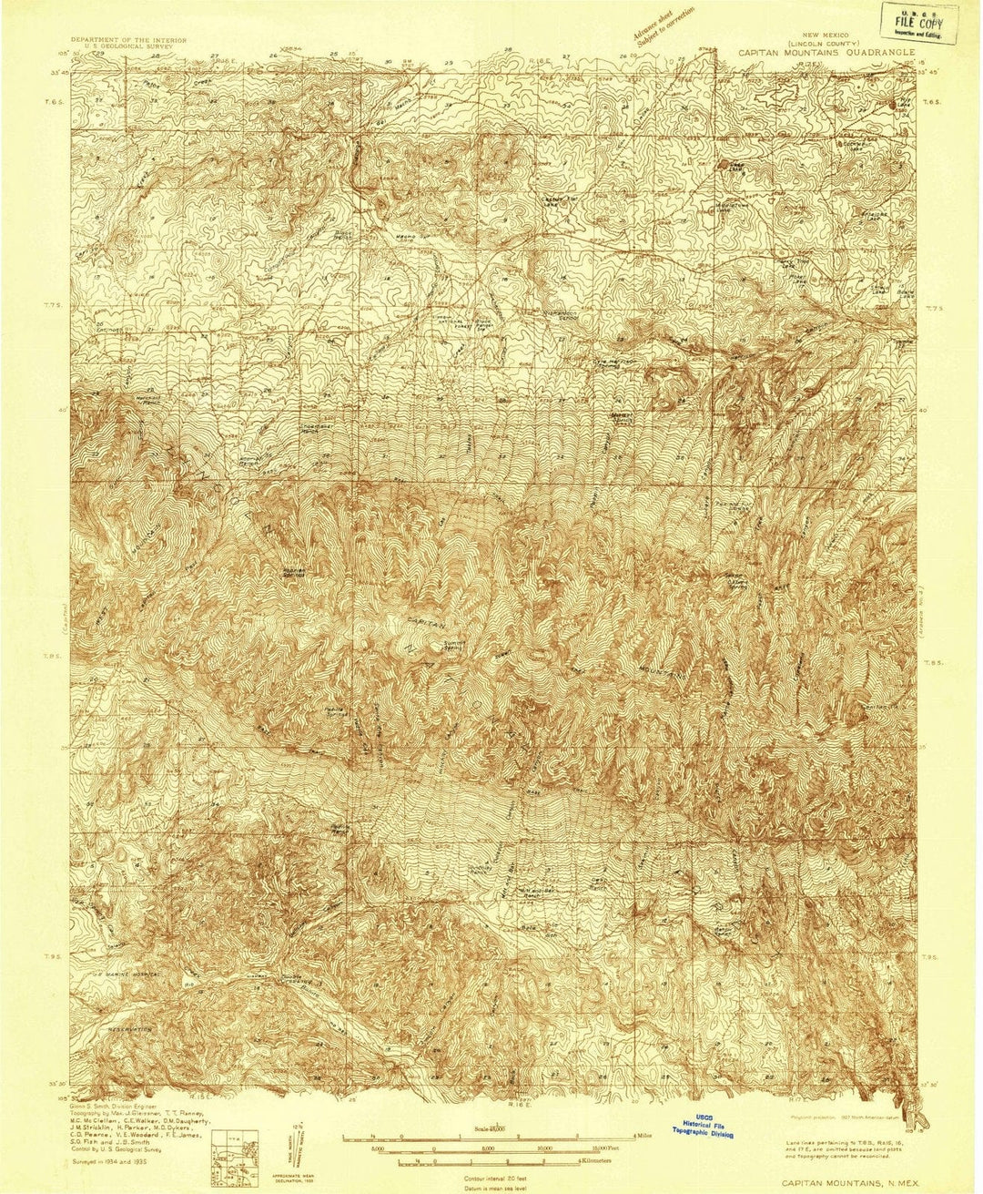 1935 Capitan Mountains, NM - New Mexico - USGS Topographic Map v2