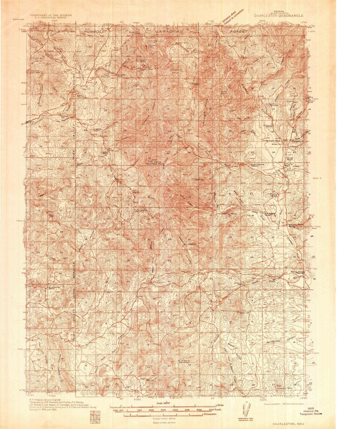 1935 Charleston, NV - Nevada - USGS Topographic Map