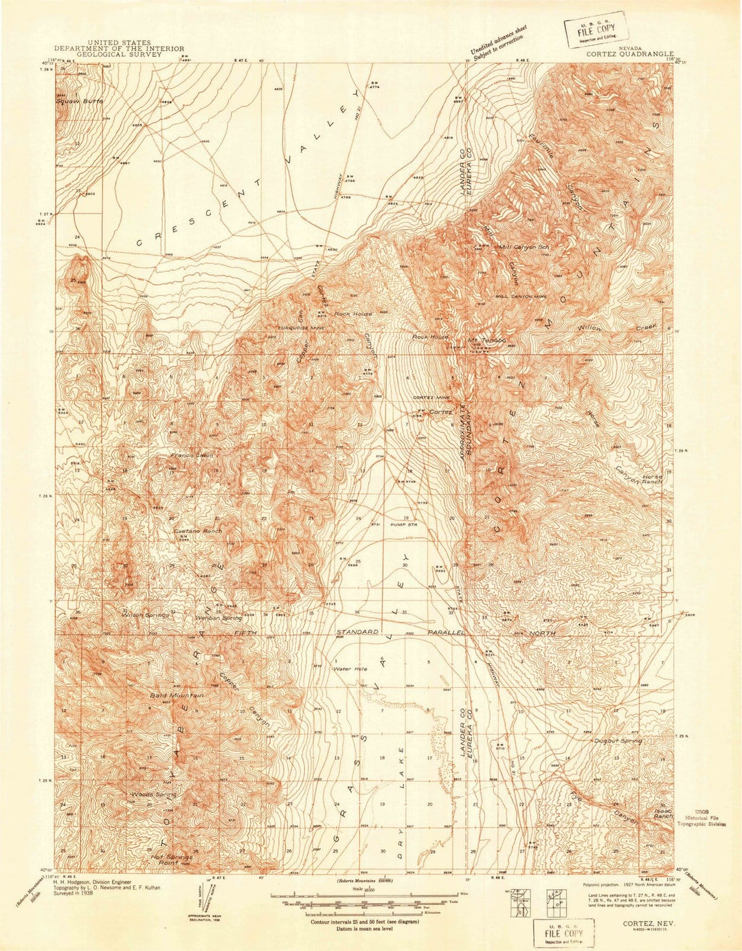 1938 Cortez, NV - Nevada - USGS Topographic Map v2