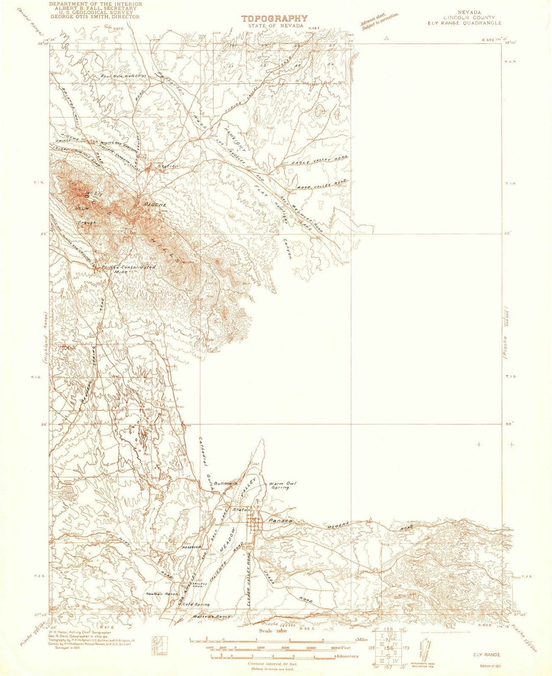 1921 Ely Range, NV - Nevada - USGS Topographic Map