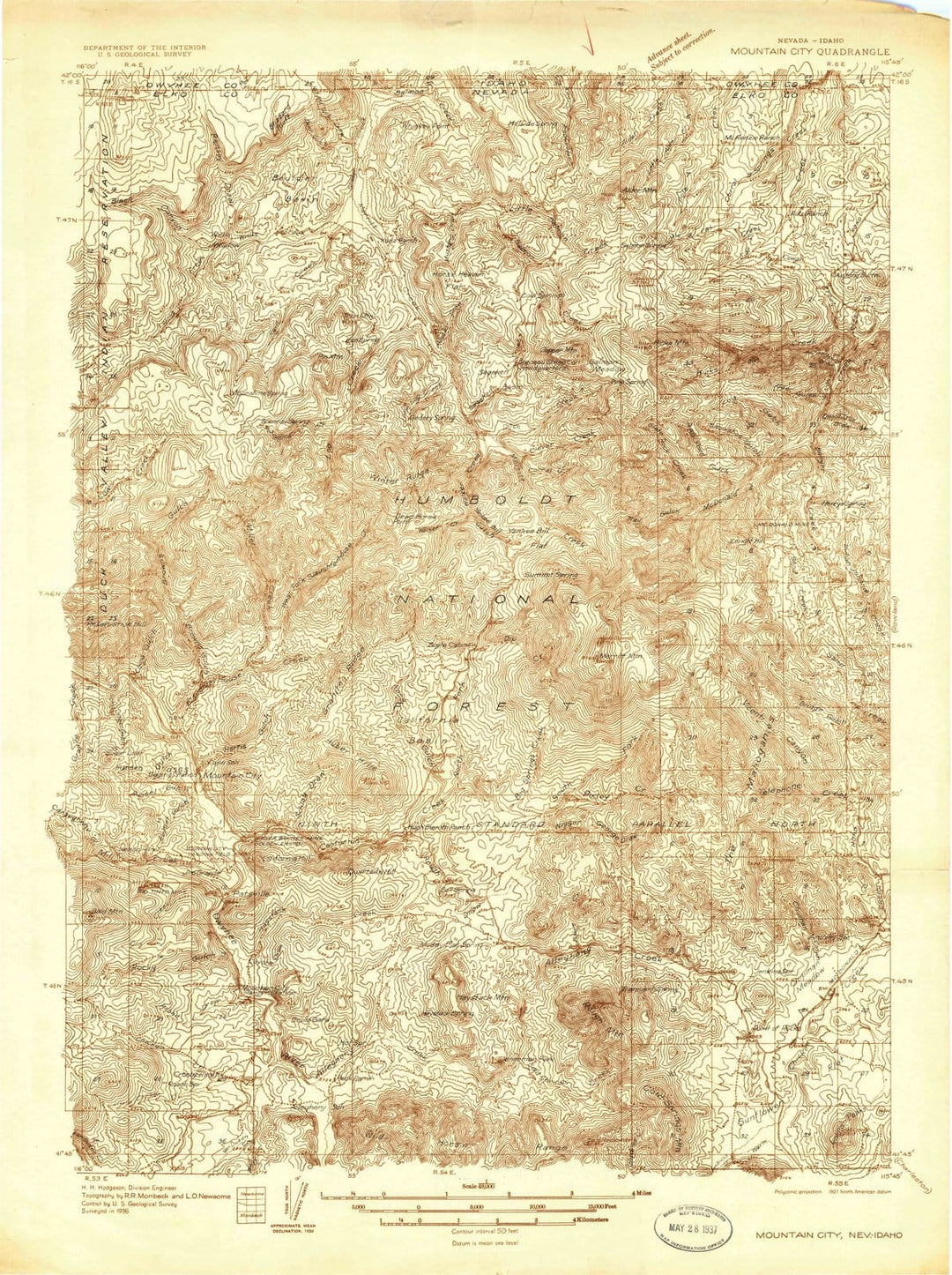 1936 Mountain City, NV - Nevada - USGS Topographic Map v2