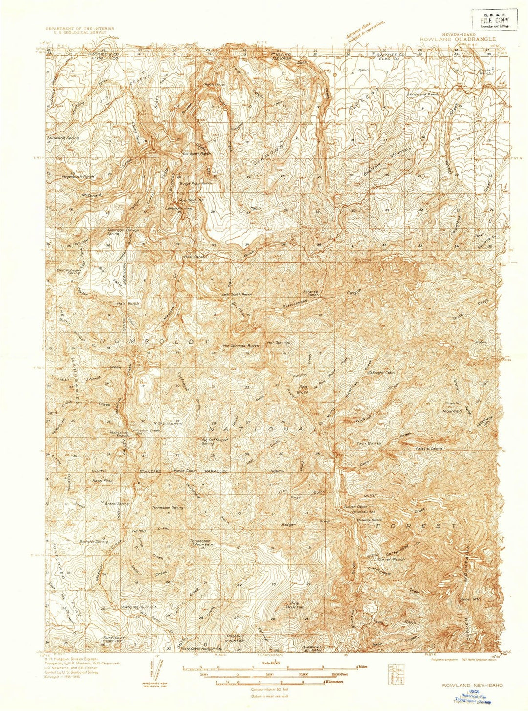 1936 Rowland, NV - Nevada - USGS Topographic Map v2