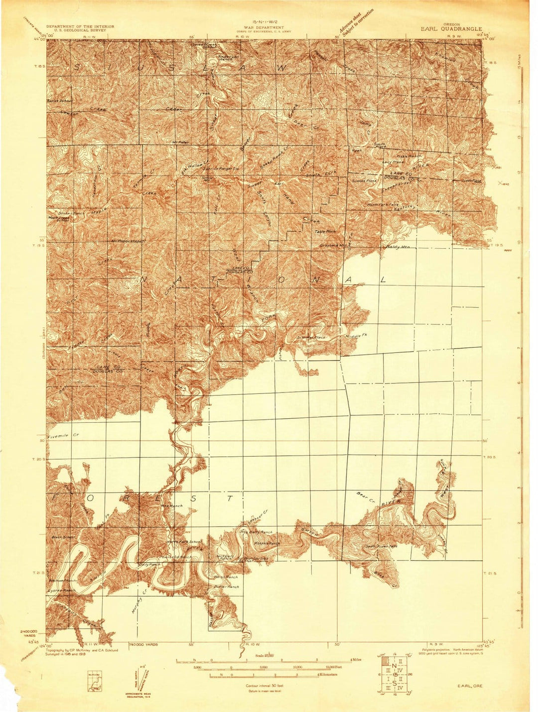 1919 Earl, OR - Oregon - USGS Topographic Map