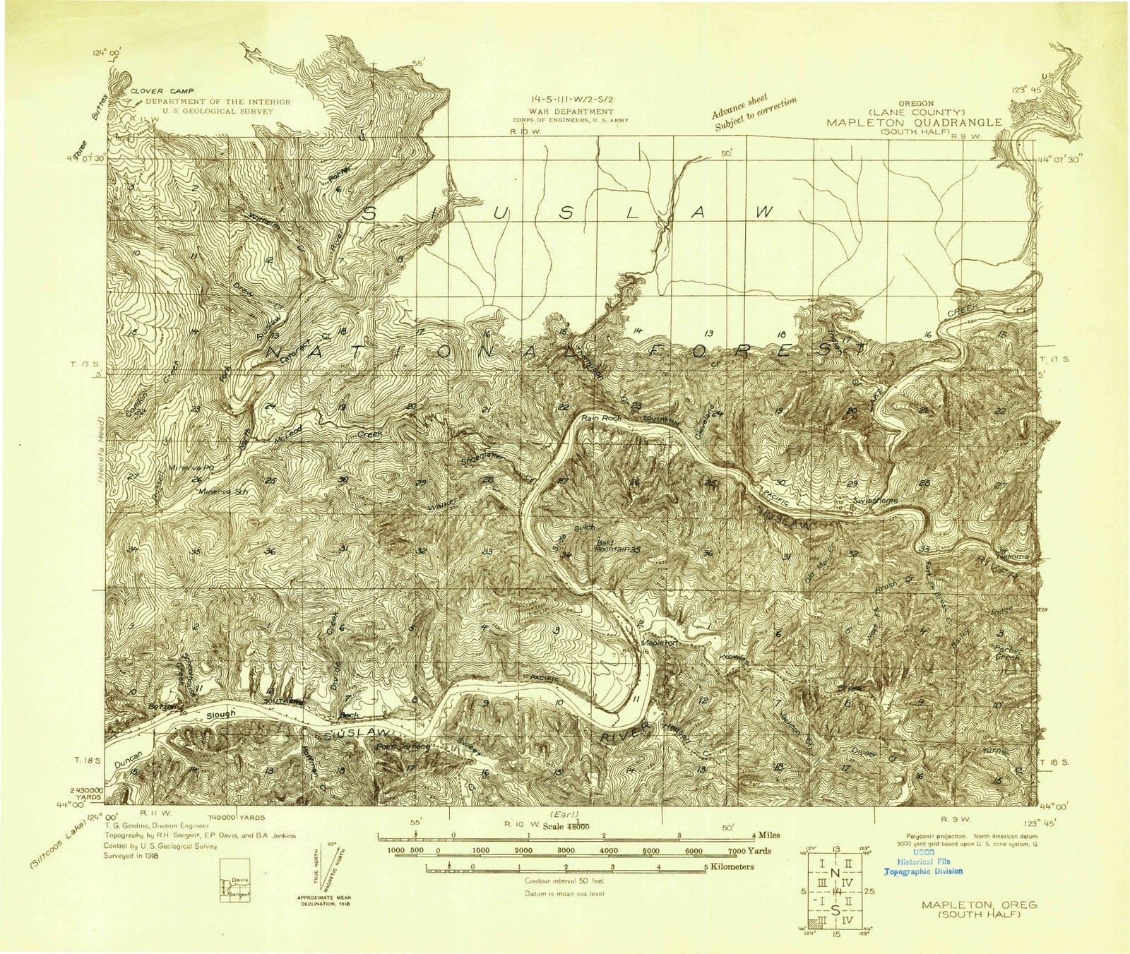 1918 Mapleton, OR - Oregon - USGS Topographic Map