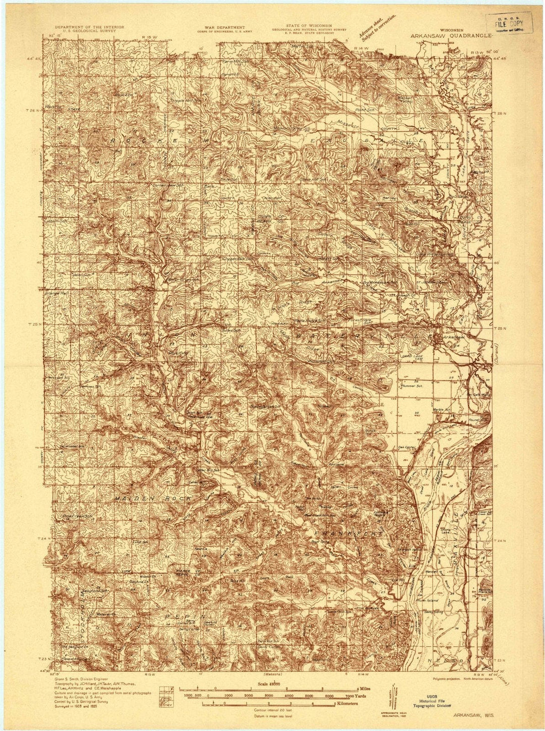 1935 Arkansaw, WI - Wisconsin - USGS Topographic Map