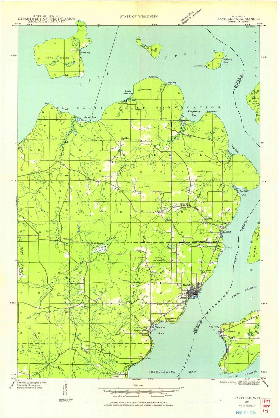 1941 Bayfield, WI - Wisconsin - USGS Topographic Map