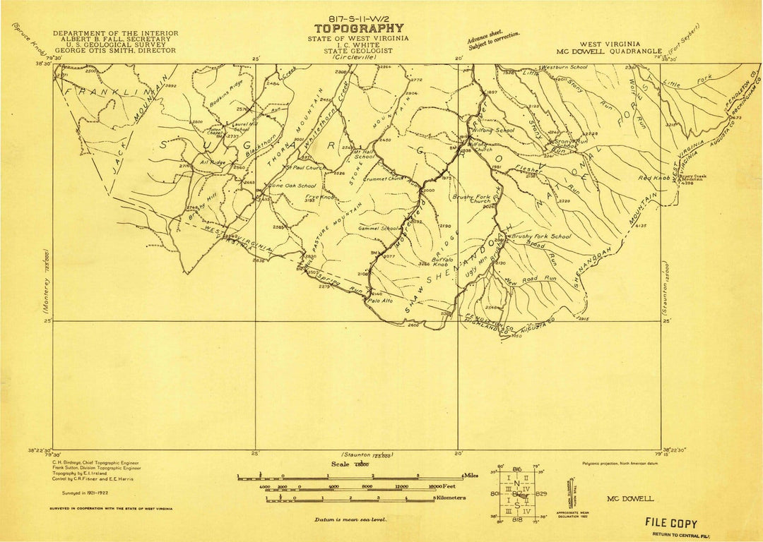 1922 Mcowell, VA - Virginia - USGS Topographic Map