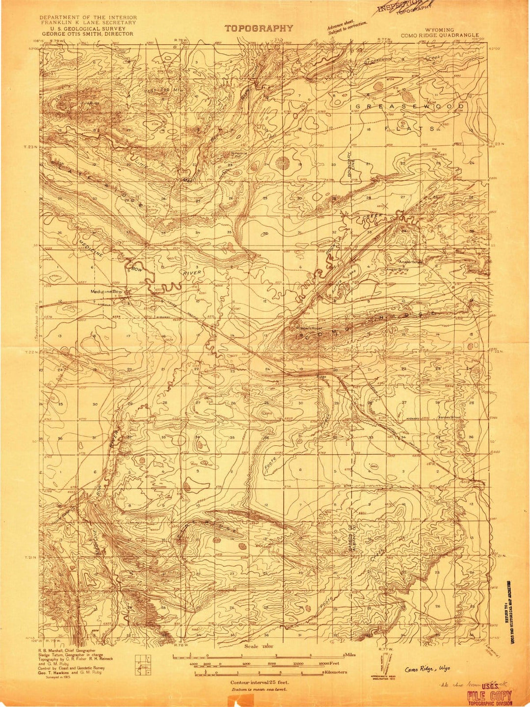 1915 Como Ridge, WY - Wyoming - USGS Topographic Map v2