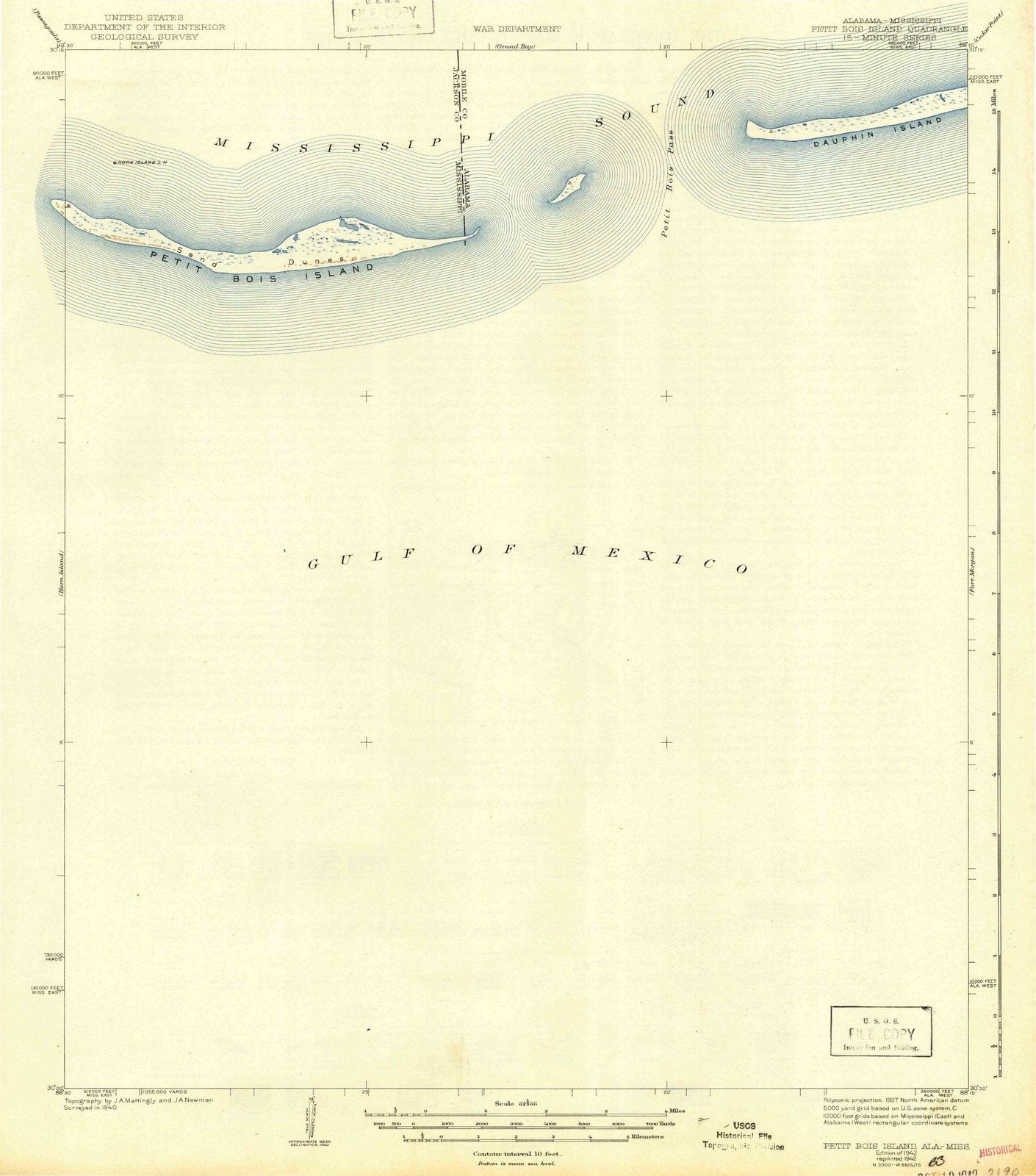 1942 Petit Bois Island, MS - Mississippi - USGS Topographic Map