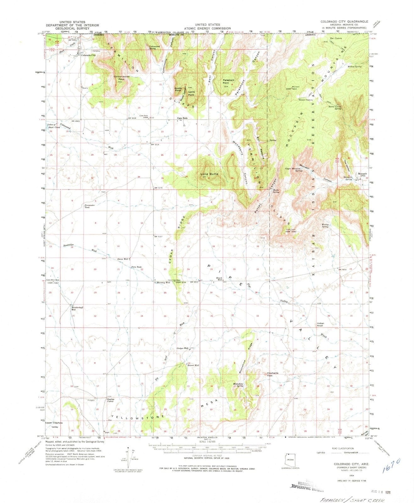 1954 Colorado City, AZ - Arizona - USGS Topographic Map