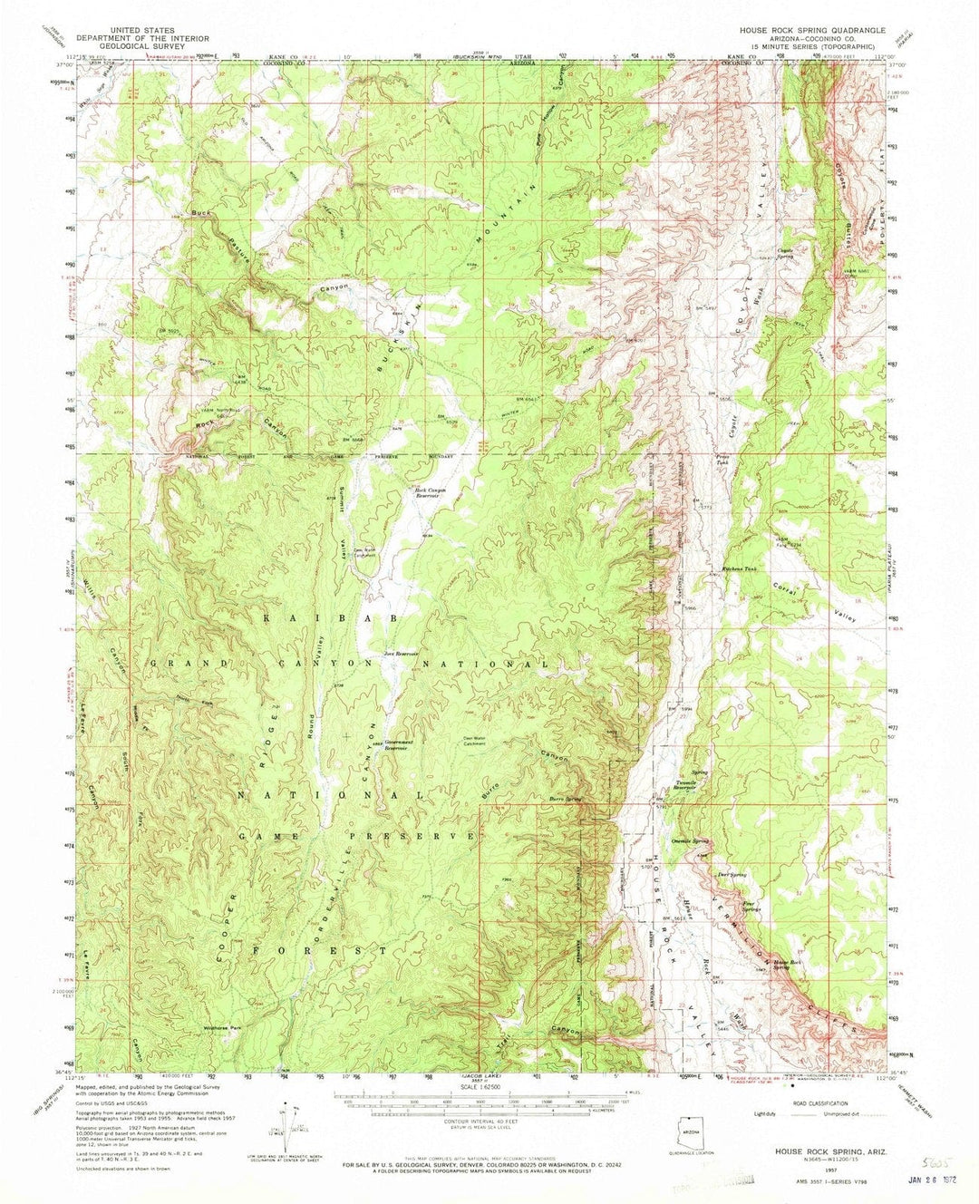 1957 House Rock Spring, AZ - Arizona - USGS Topographic Map v3