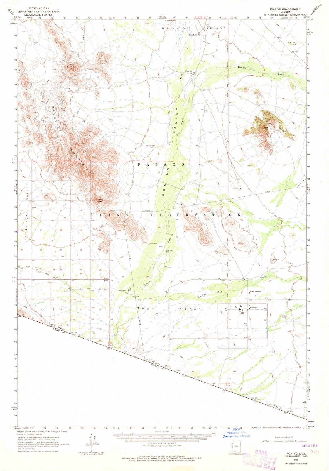 1963 KOM Vo, AZ - Arizona - USGS Topographic Map