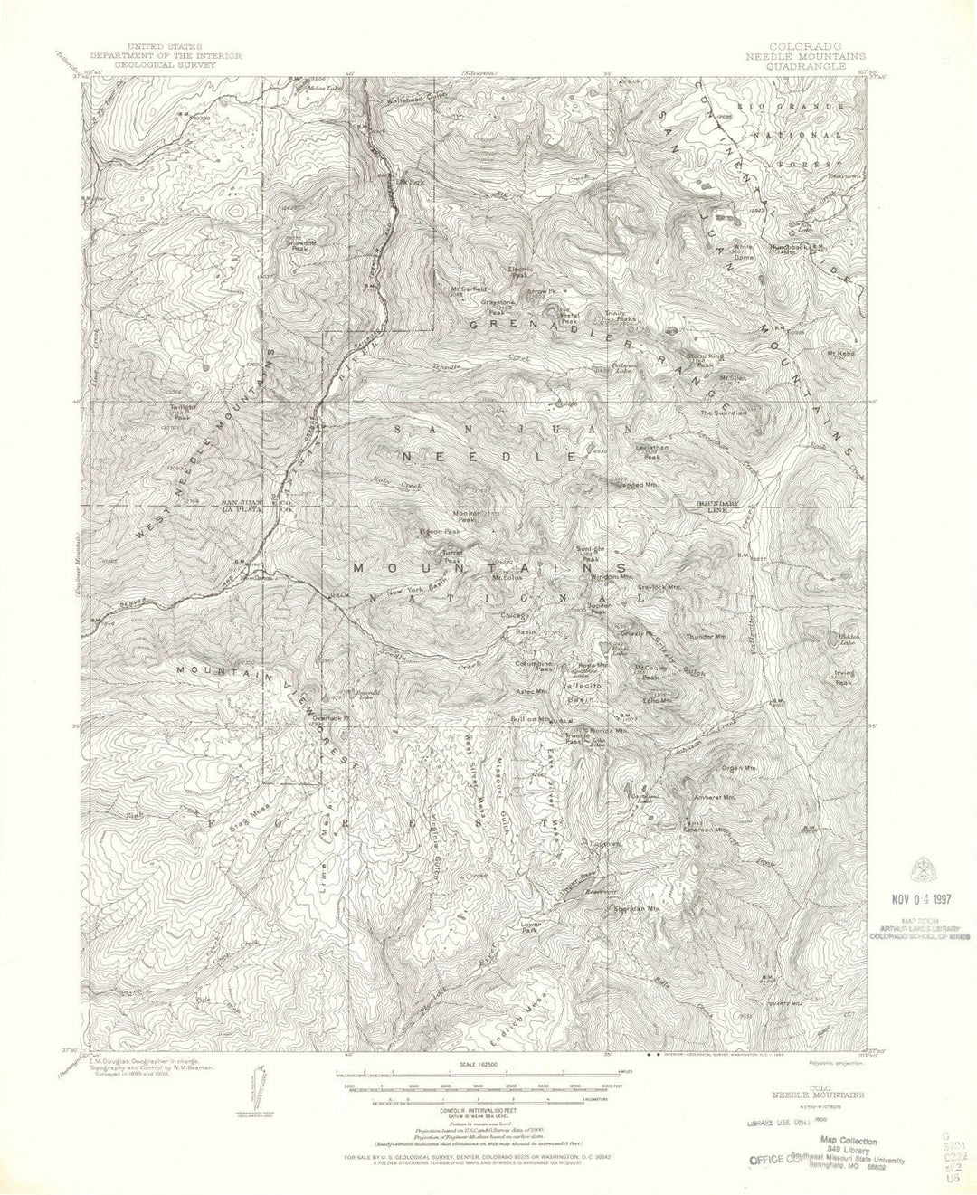 1900 Needle Mountains, CO - Colorado - USGS Topographic Map