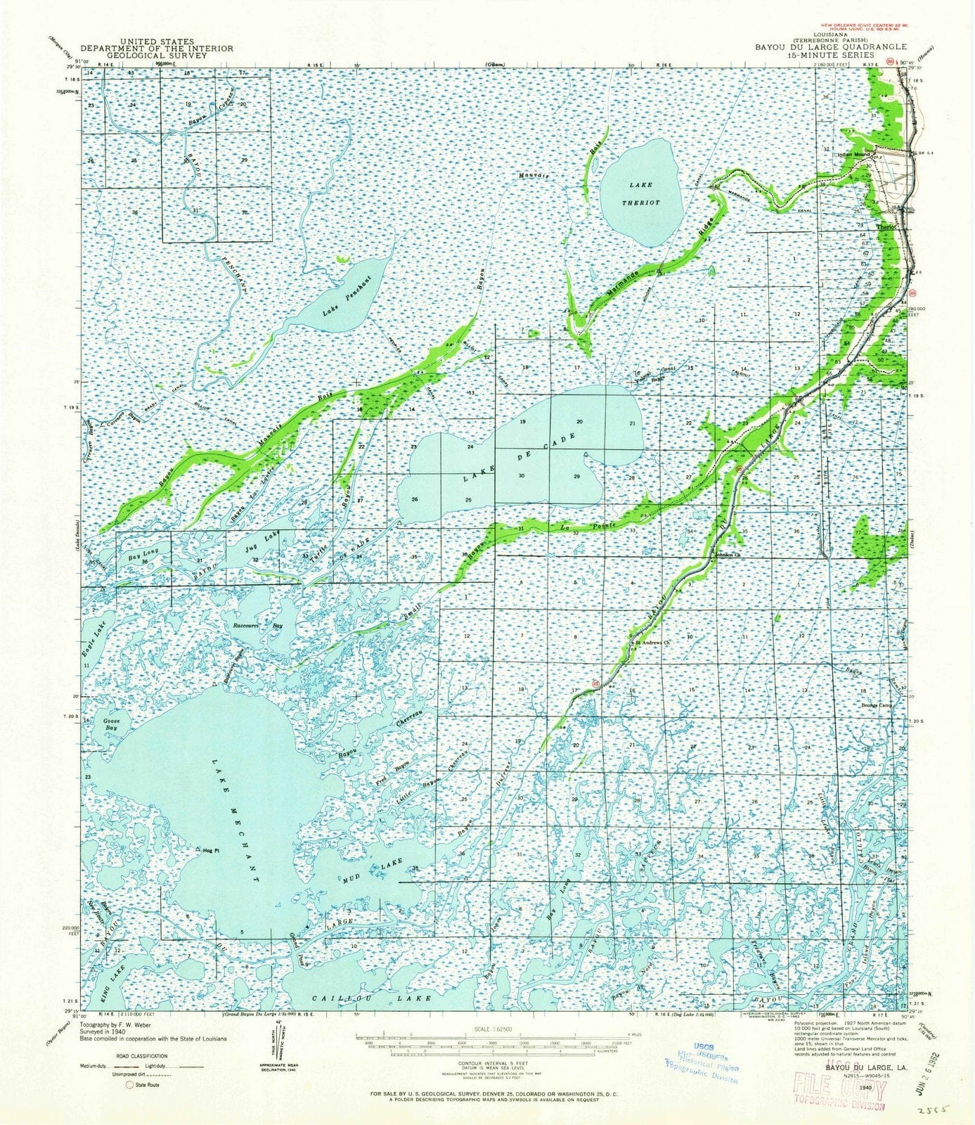 1940 Bayouu Large, LA - Louisiana - USGS Topographic Map