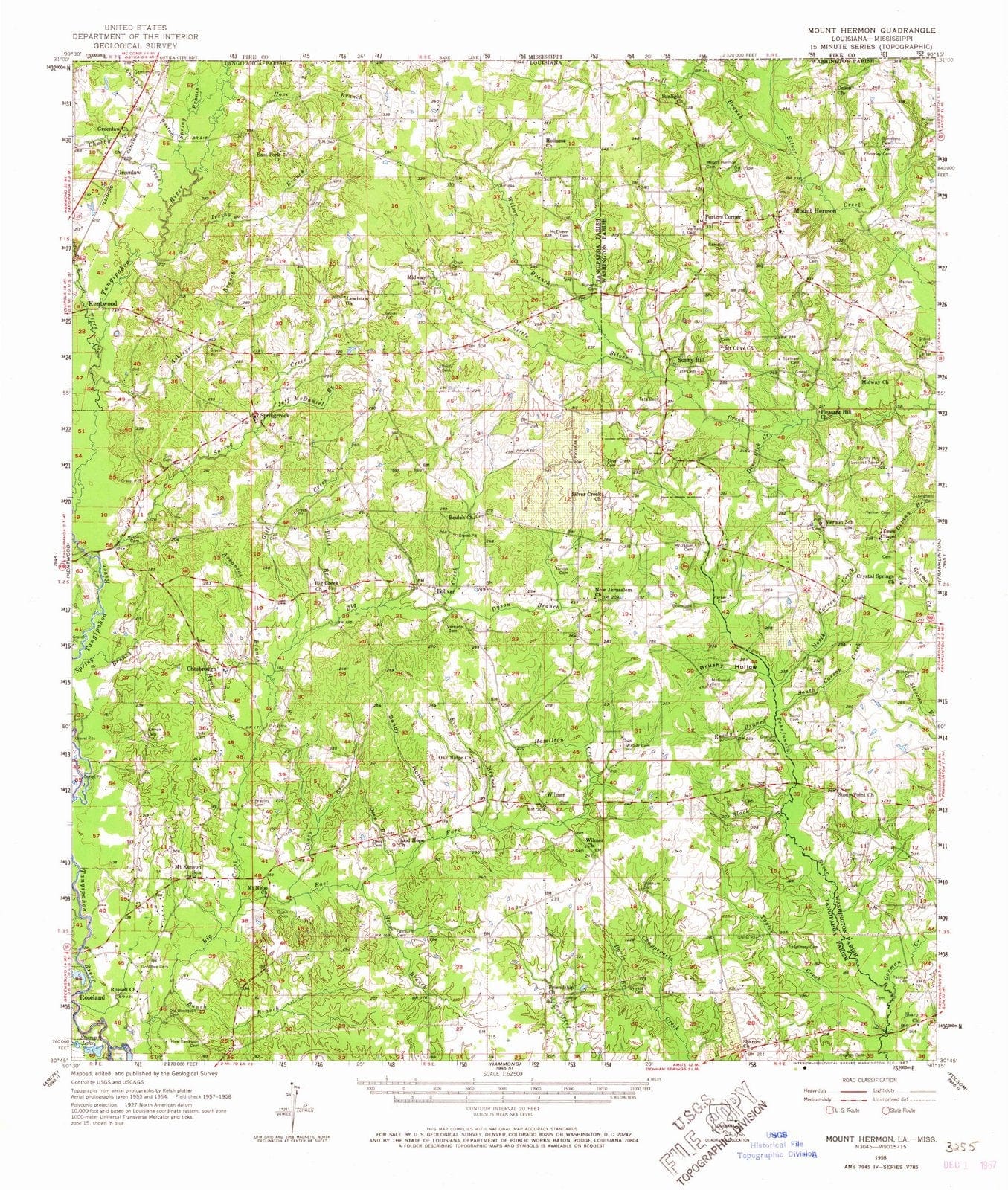 1958 Mount Hermon, LA - Louisiana - USGS Topographic Map