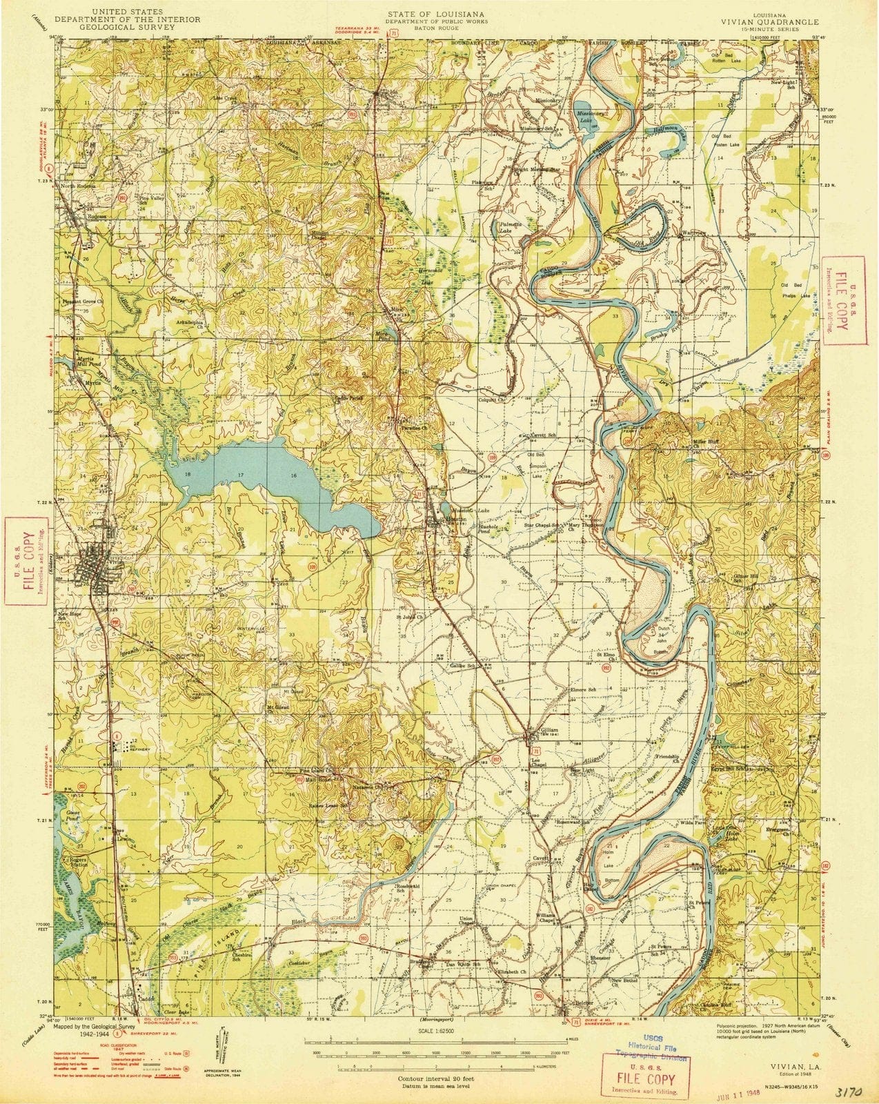 1948 Vivian, LA - Louisiana - USGS Topographic Map