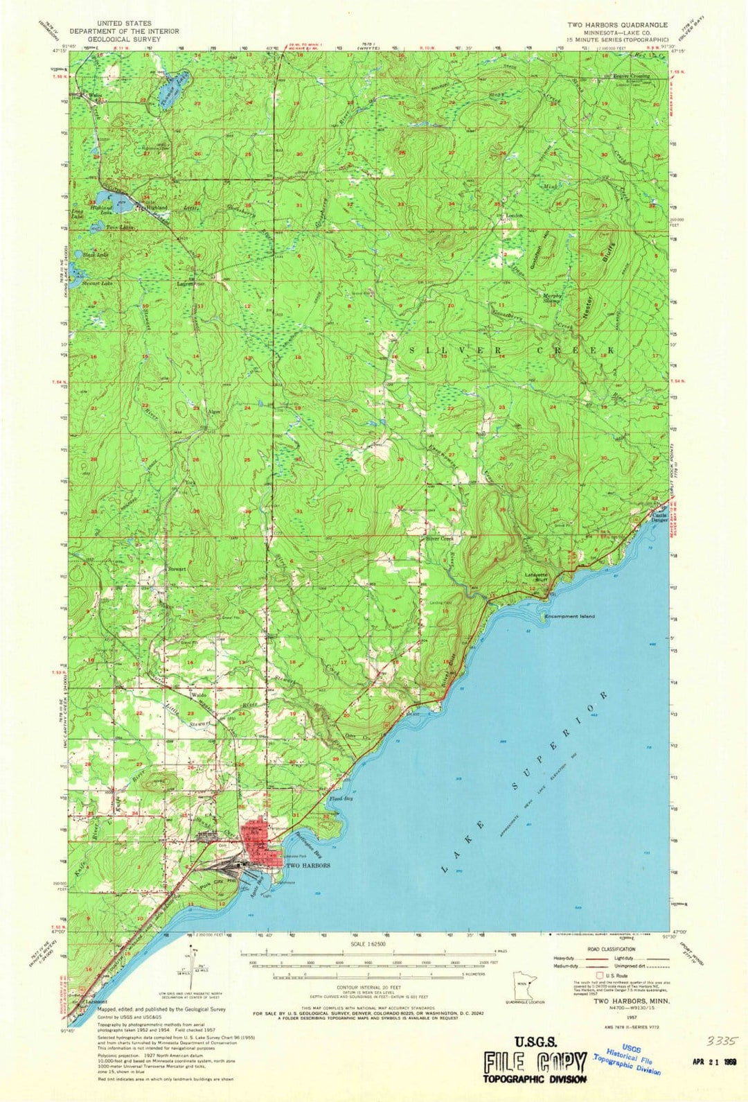 1957 Two Harbors, MN - Minnesota - USGS Topographic Map