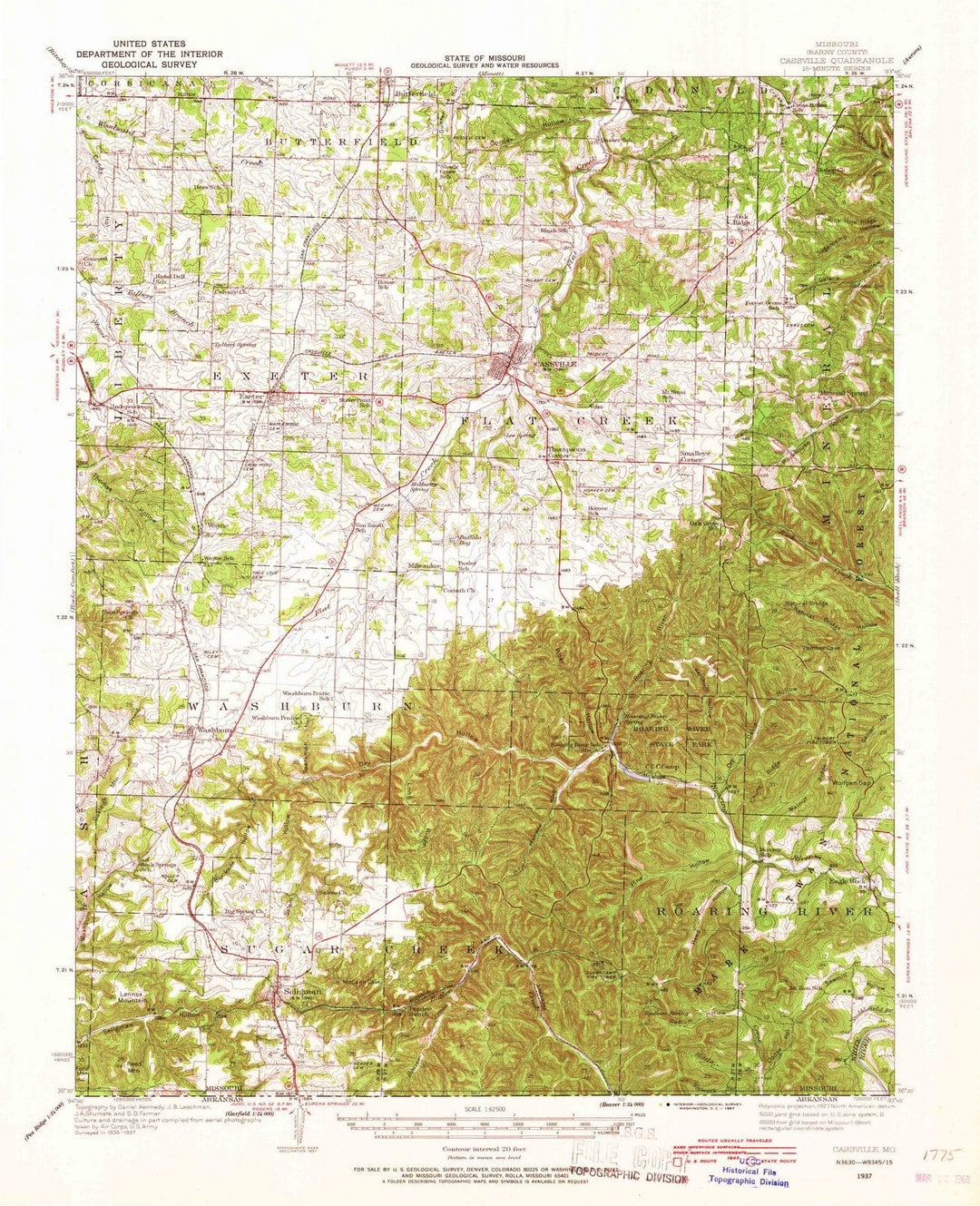 1937 Cassville, MO - Missouri - USGS Topographic Map v2