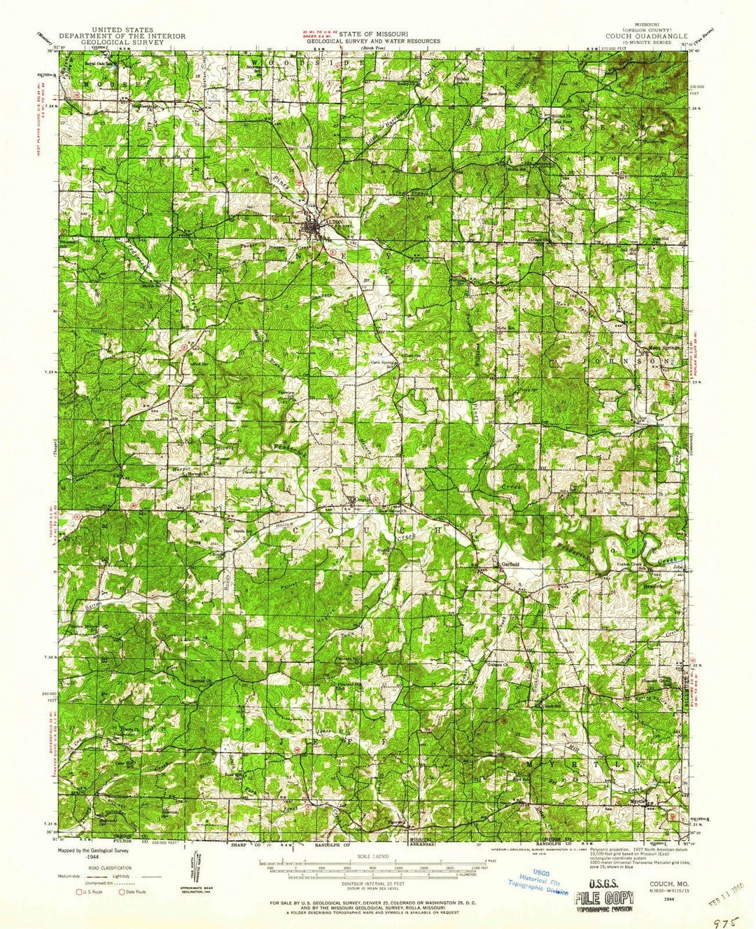 1944 Couch, MO - Missouri - USGS Topographic Map