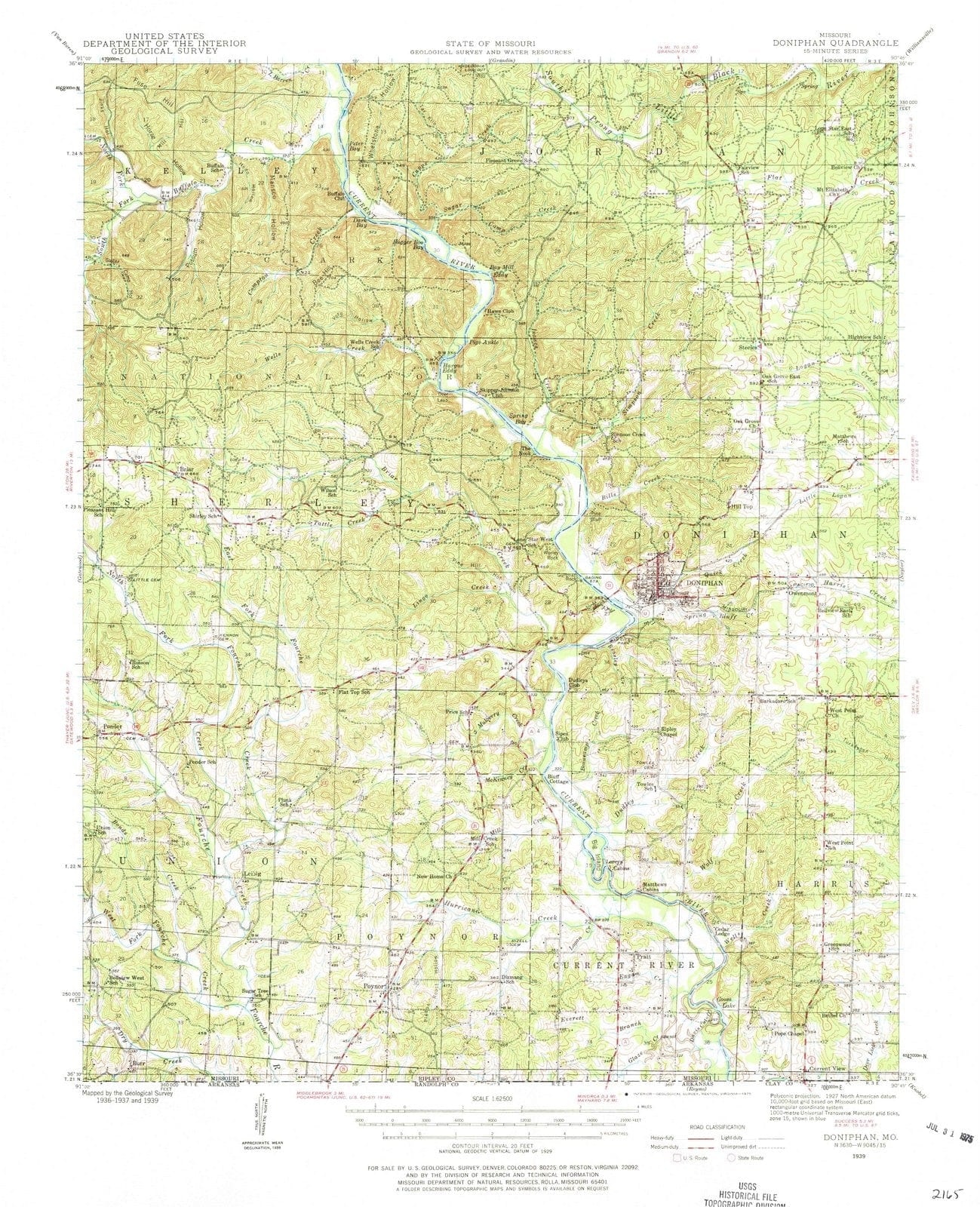 1939 Doniphan, MO - Missouri - USGS Topographic Map