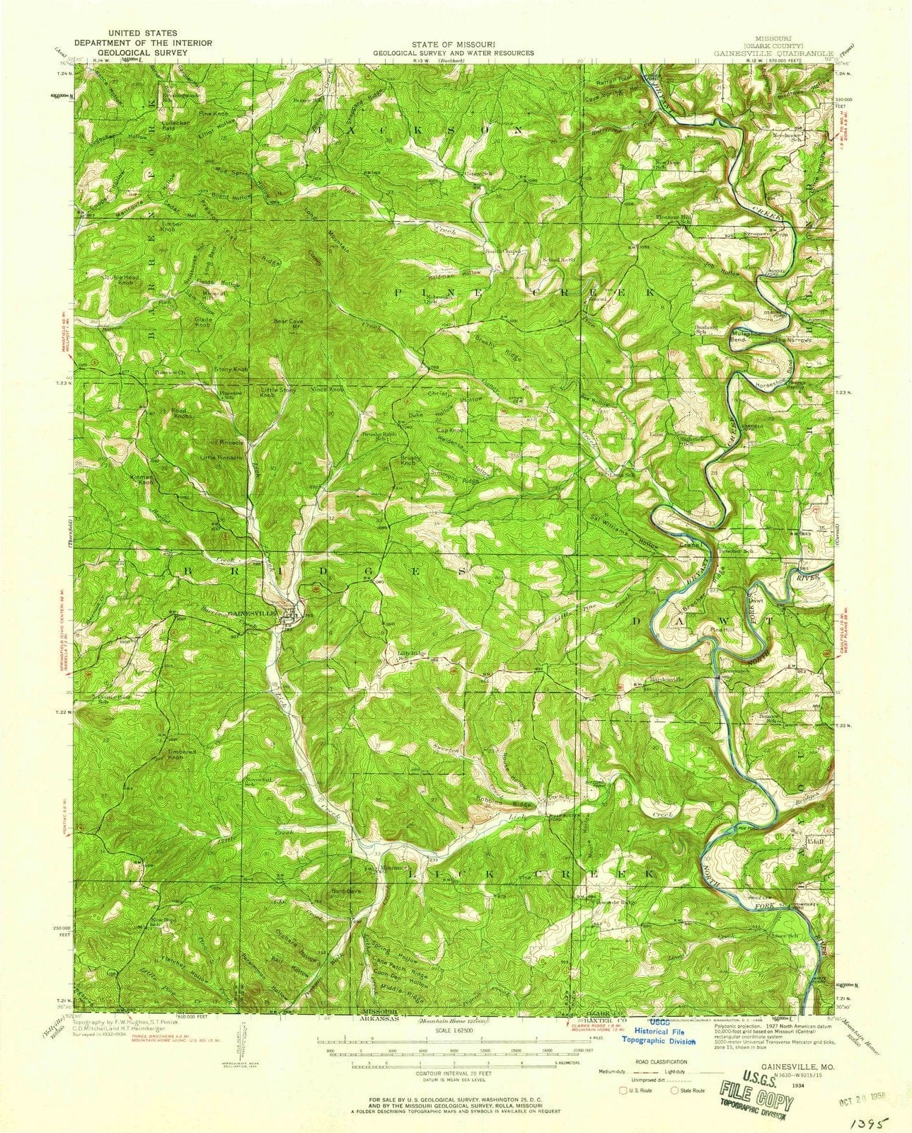 1934 Gainesville, MO - Missouri - USGS Topographic Map v2