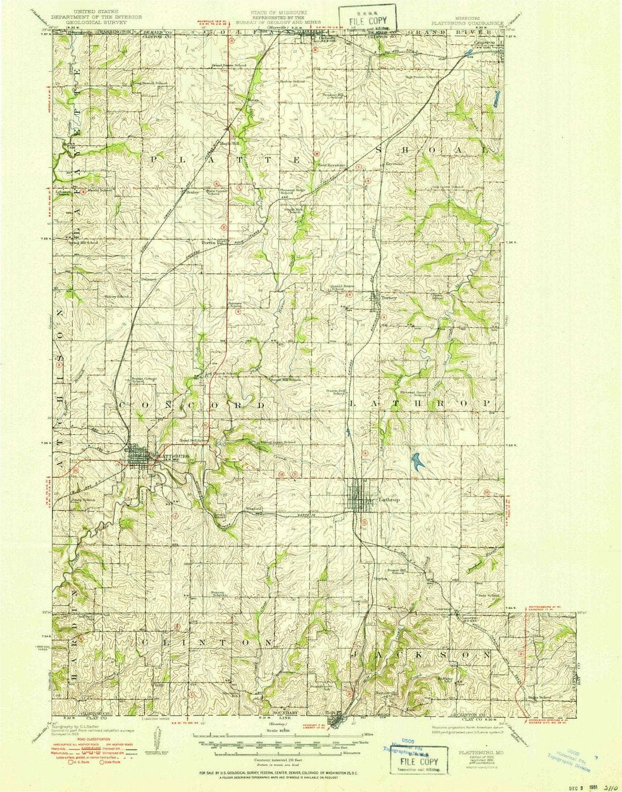 1925 Plattsburg, MO - Missouri - USGS Topographic Map