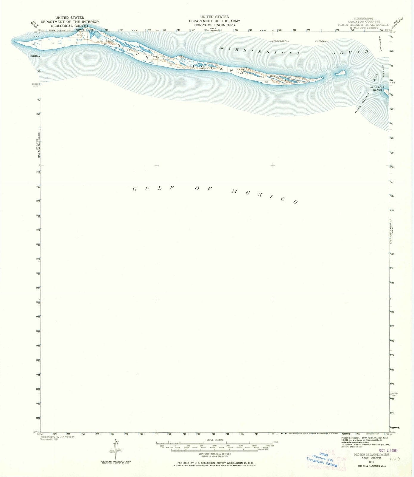 1941 Horn Island, MS - Mississippi - USGS Topographic Map