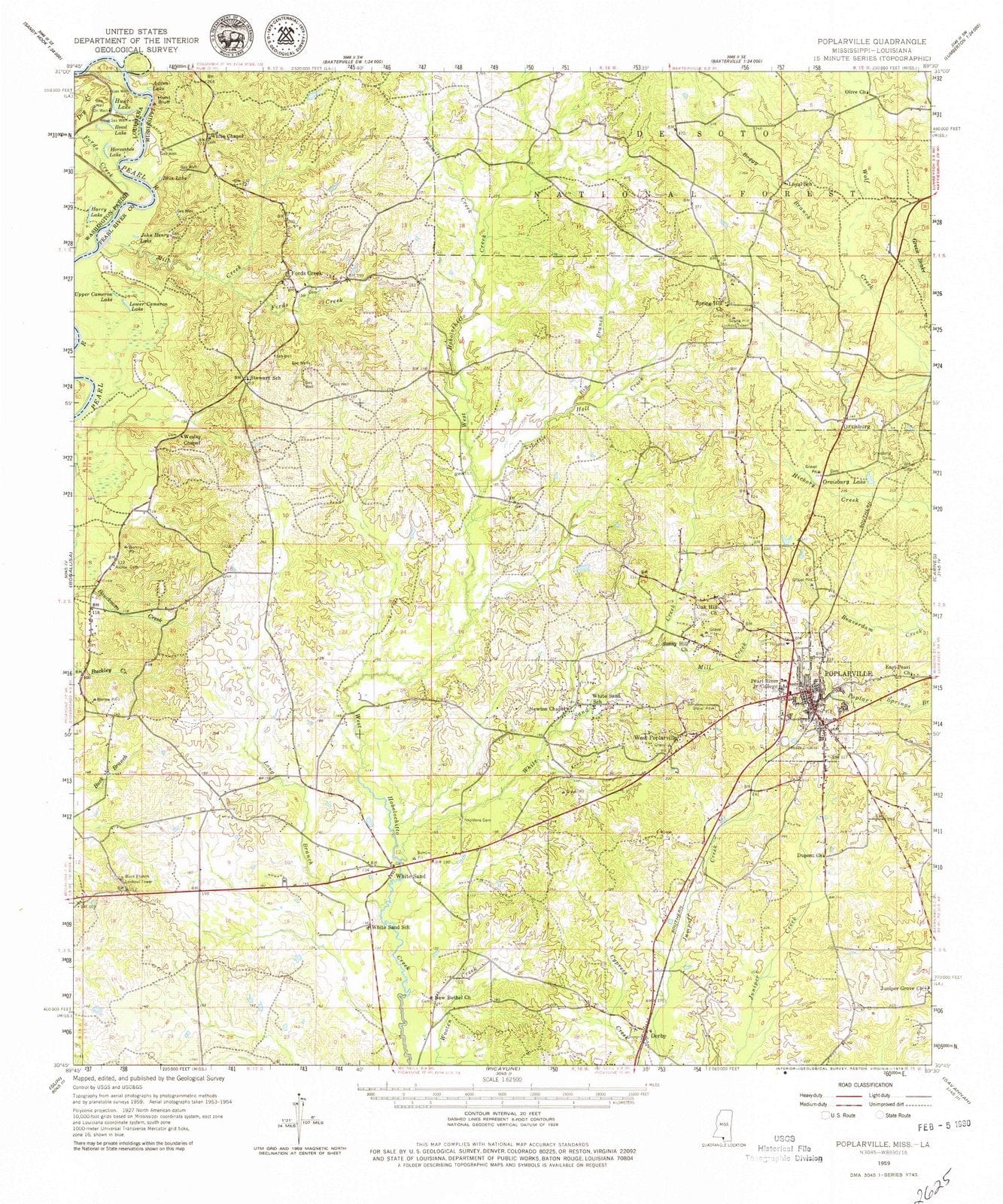 1959 Poplarville, MS - Mississippi - USGS Topographic Map