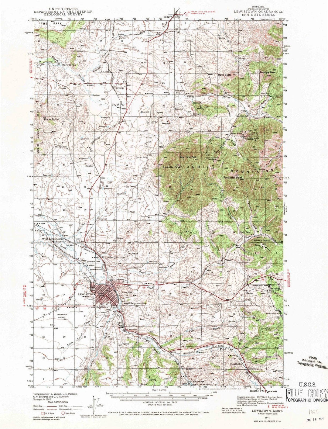 1941 Lewistown, MT - Montana - USGS Topographic Map