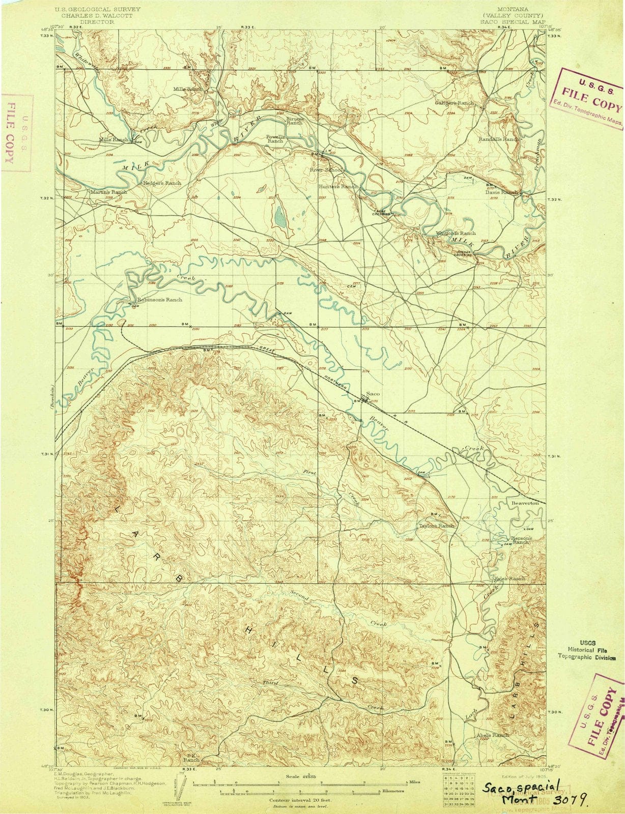 1905 Saco Special, MT - Montana - USGS Topographic Map