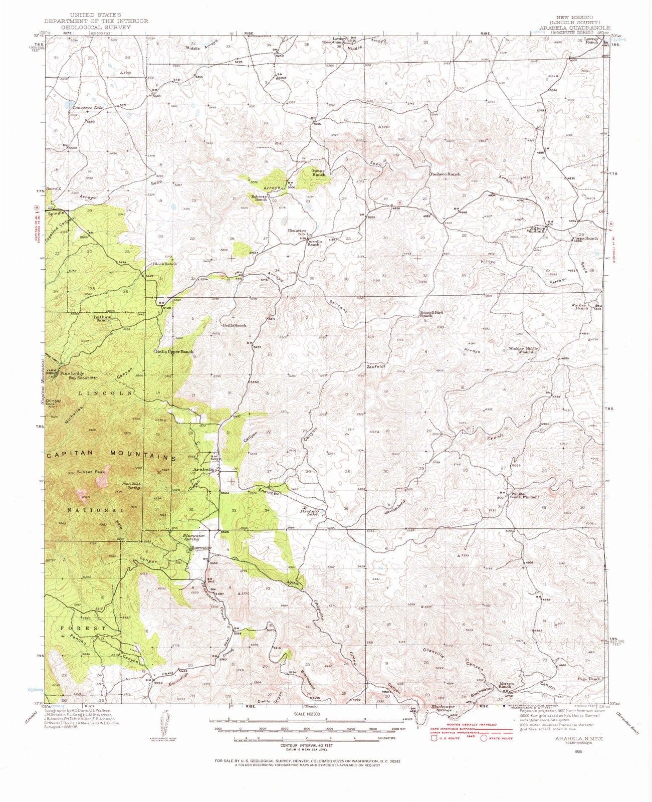 1936 Arabela, NM - New Mexico - USGS Topographic Map v2