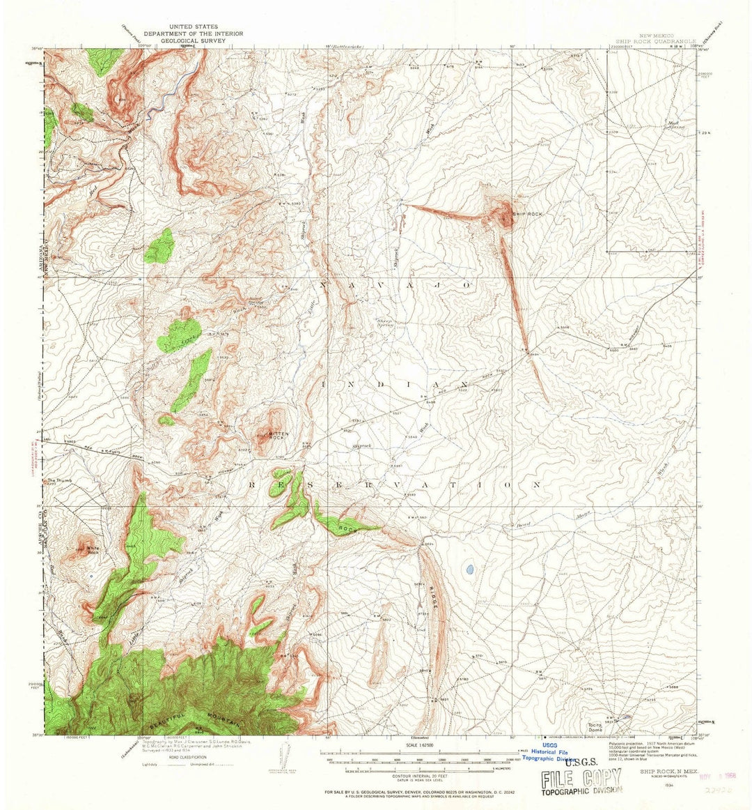 1934 Ship Rock, NM - New Mexico - USGS Topographic Map