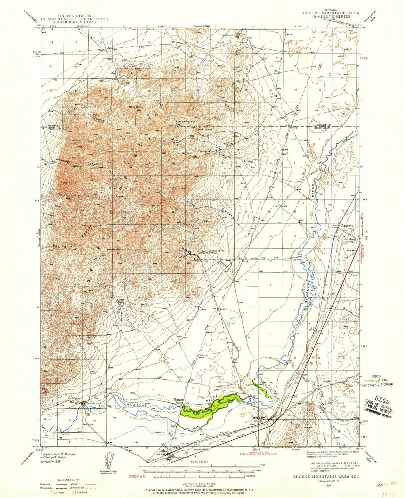 1939 Eugene Mountains Area, NV - Nevada - USGS Topographic Map