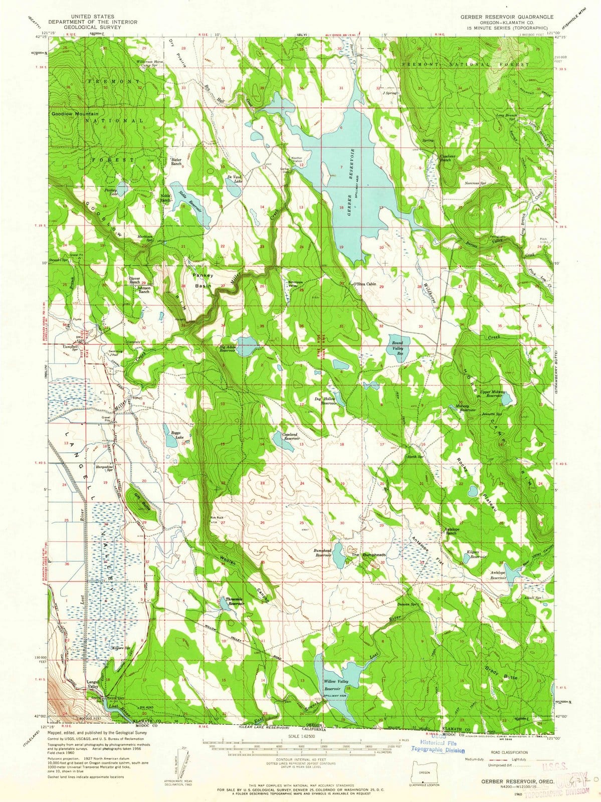 1960 Gerber Reservoir, OR - Oregon - USGS Topographic Map