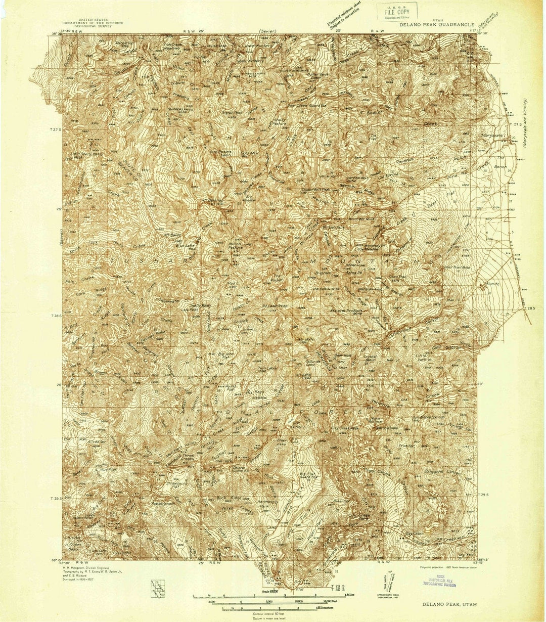 1937 Delano Peak, UT - Utah - USGS Topographic Map v2