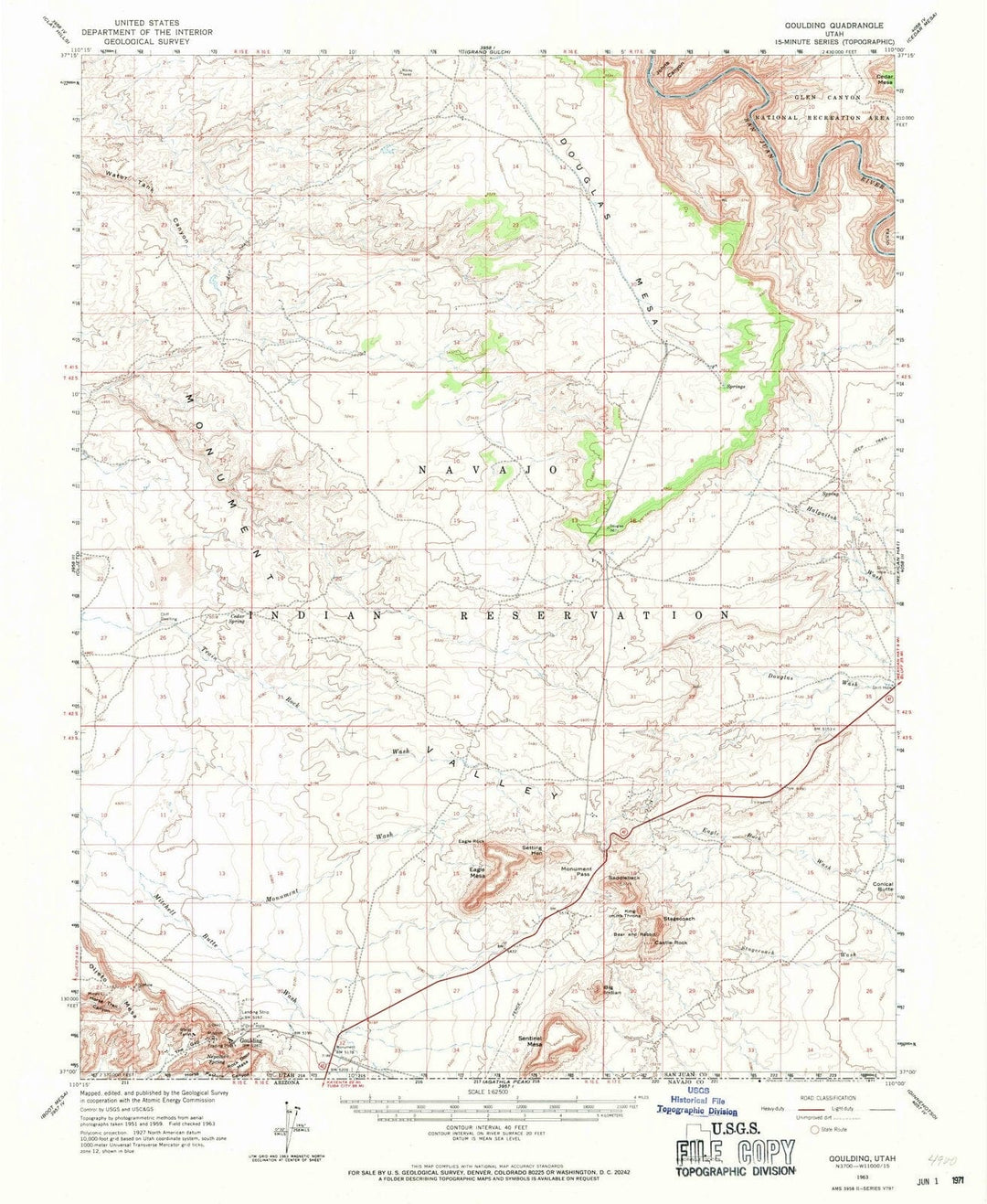 1963 Goulding, UT - Utah - USGS Topographic Map