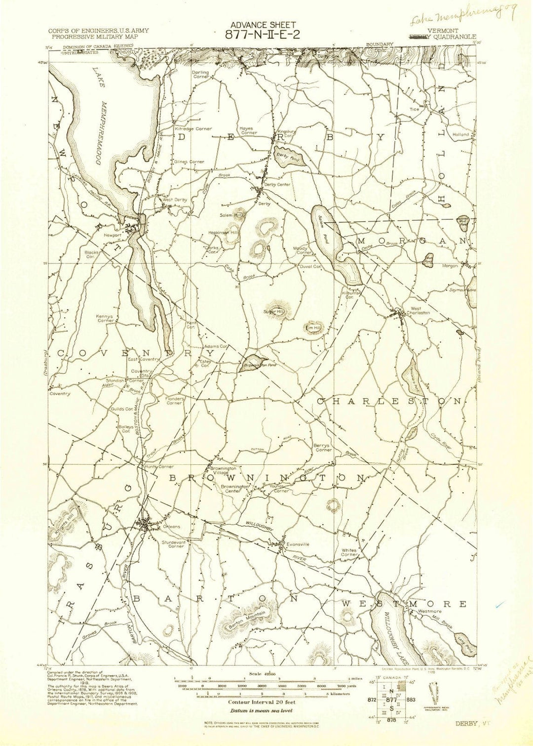 1920 Derby, VT - Vermont - USGS Topographic Map