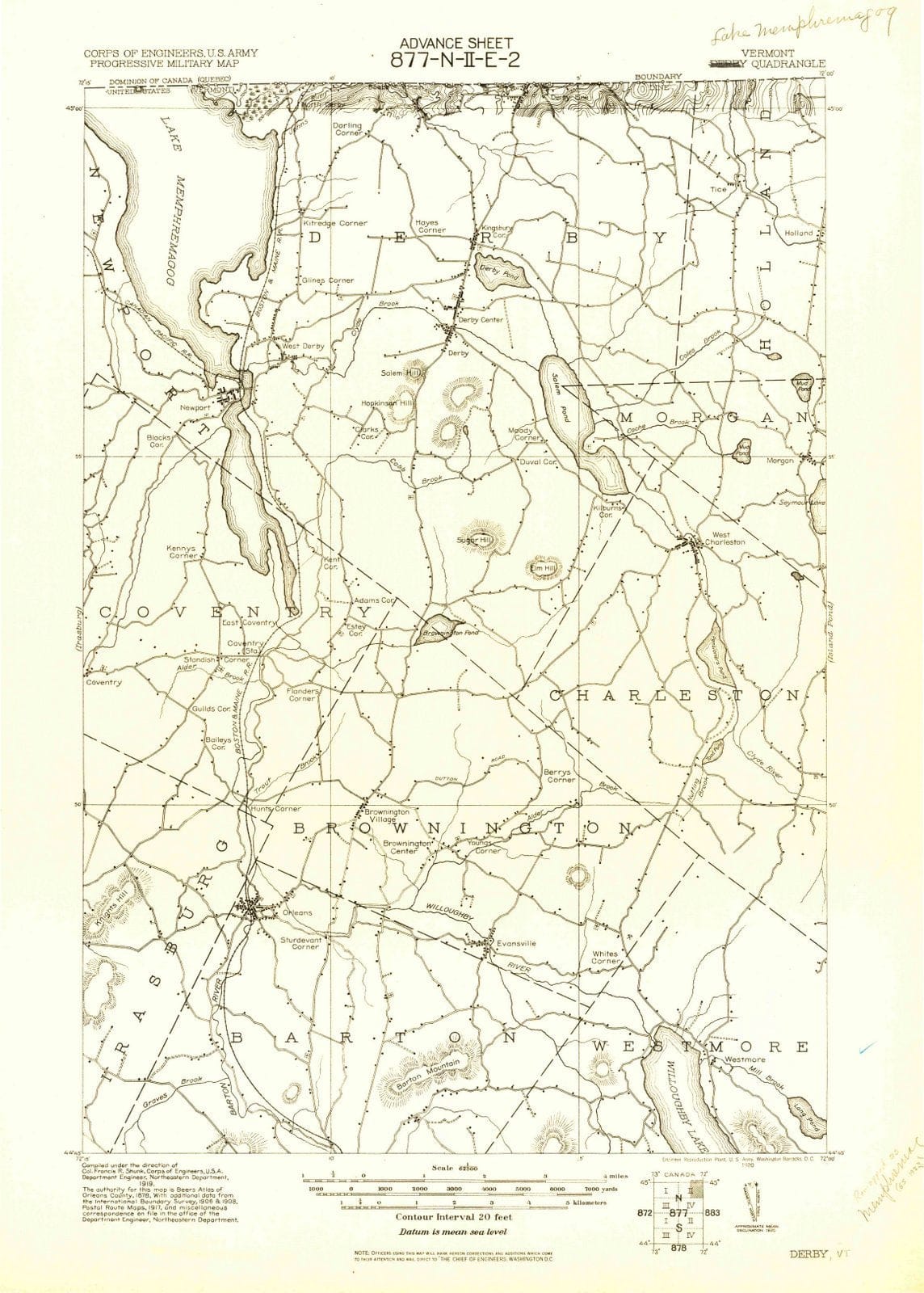 1920 Derby, VT - Vermont - USGS Topographic Map