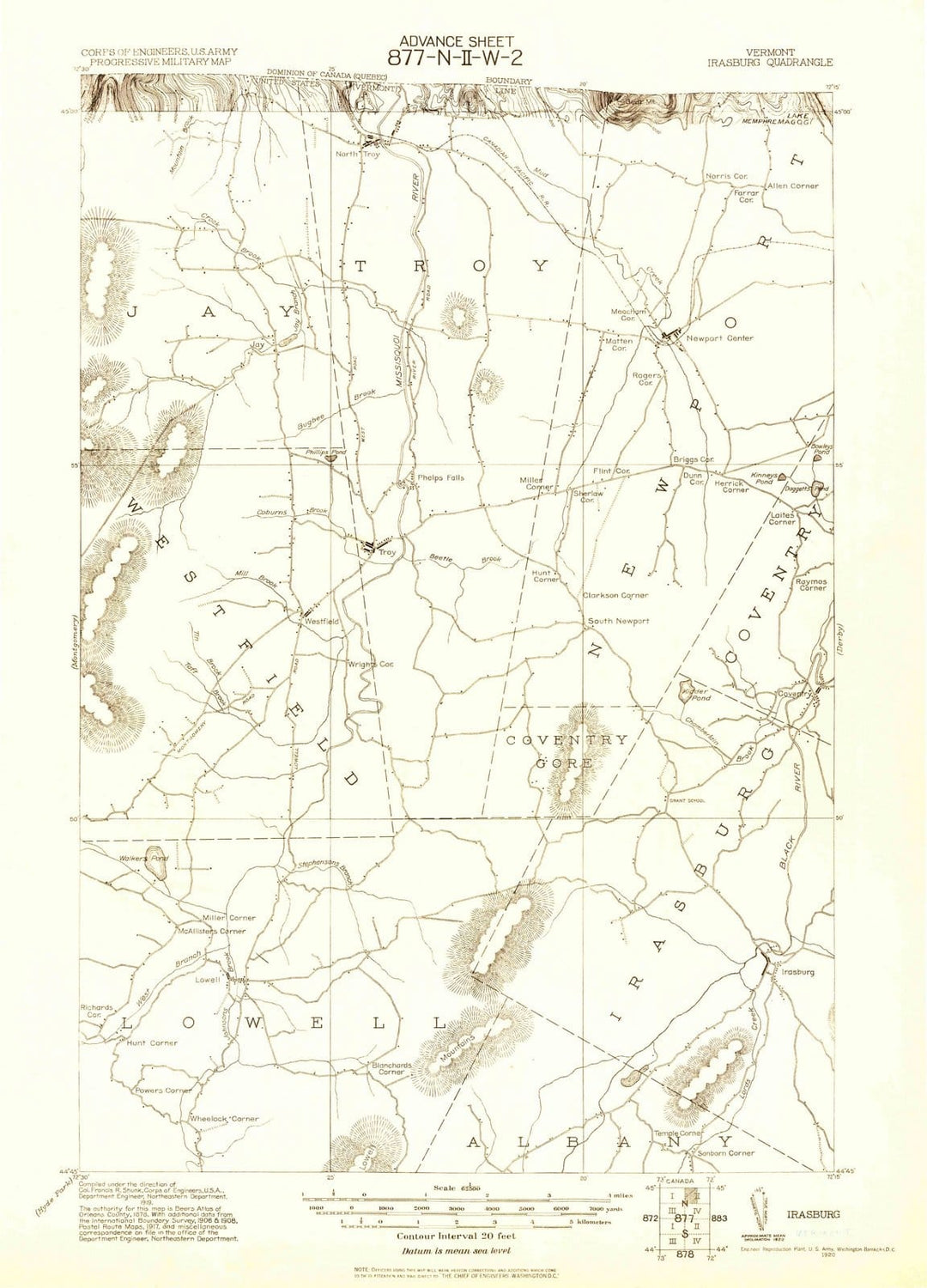 1920 Irasburg, VT - Vermont - USGS Topographic Map