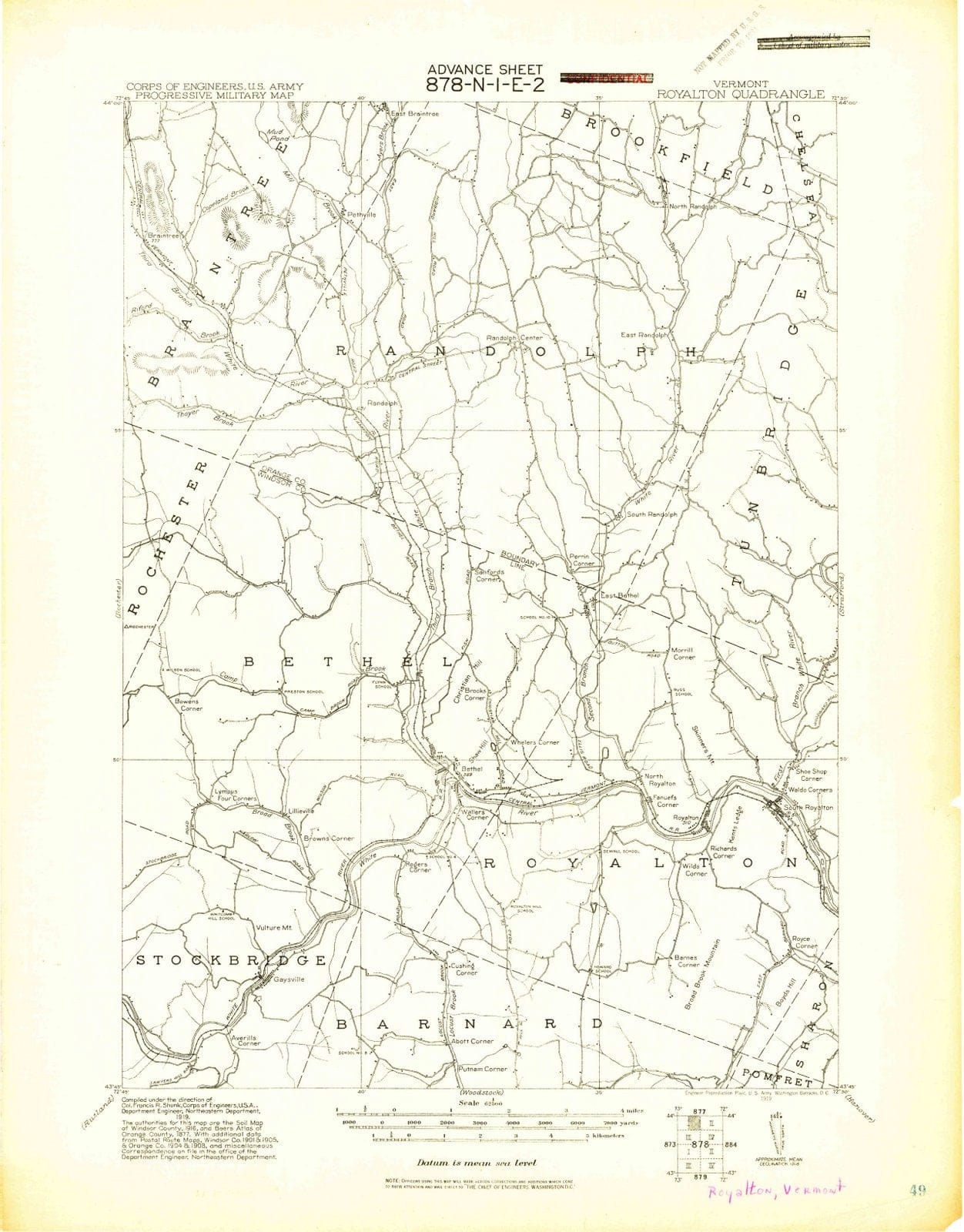 1919 Royalton, VT - Vermont - USGS Topographic Map