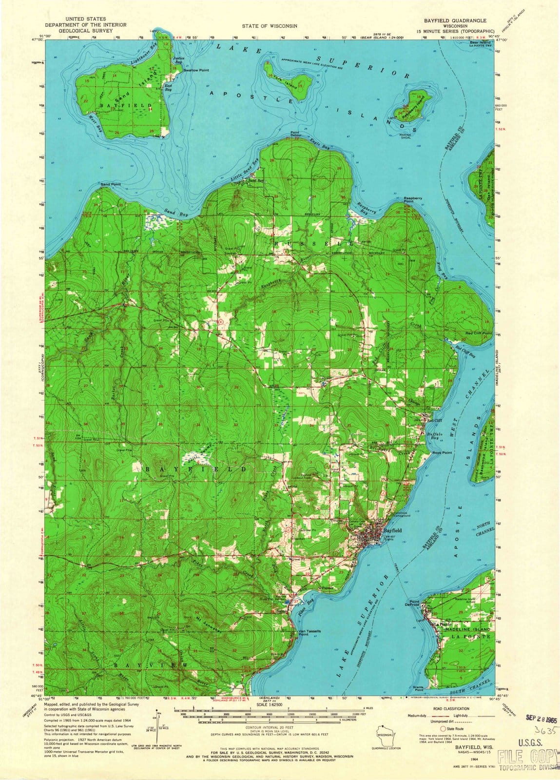 1964 Bayfield, WI - Wisconsin - USGS Topographic Map