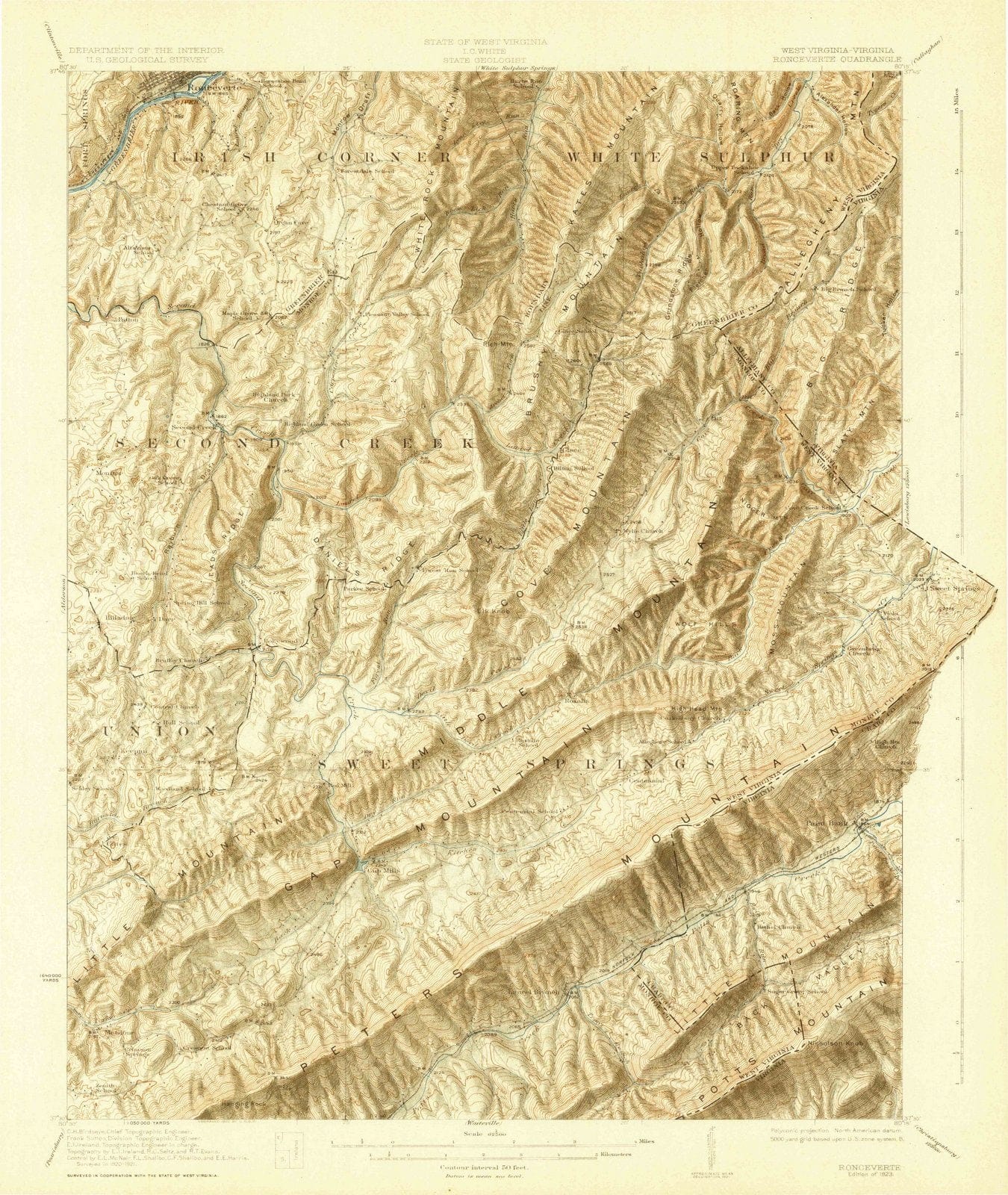 1923 Ronceverte, WV - West Virginia - USGS Topographic Map